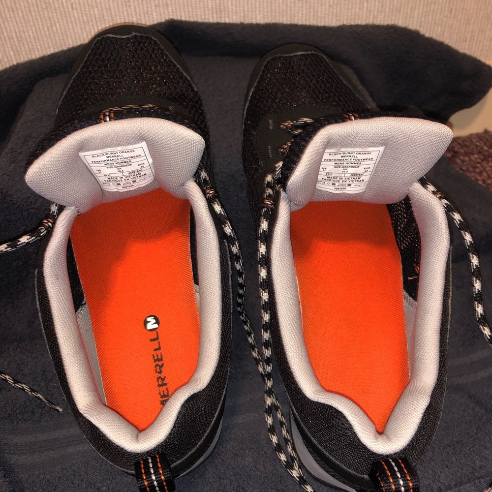 Merrell Men’s Black Athletic Shoes with Orange Insoles